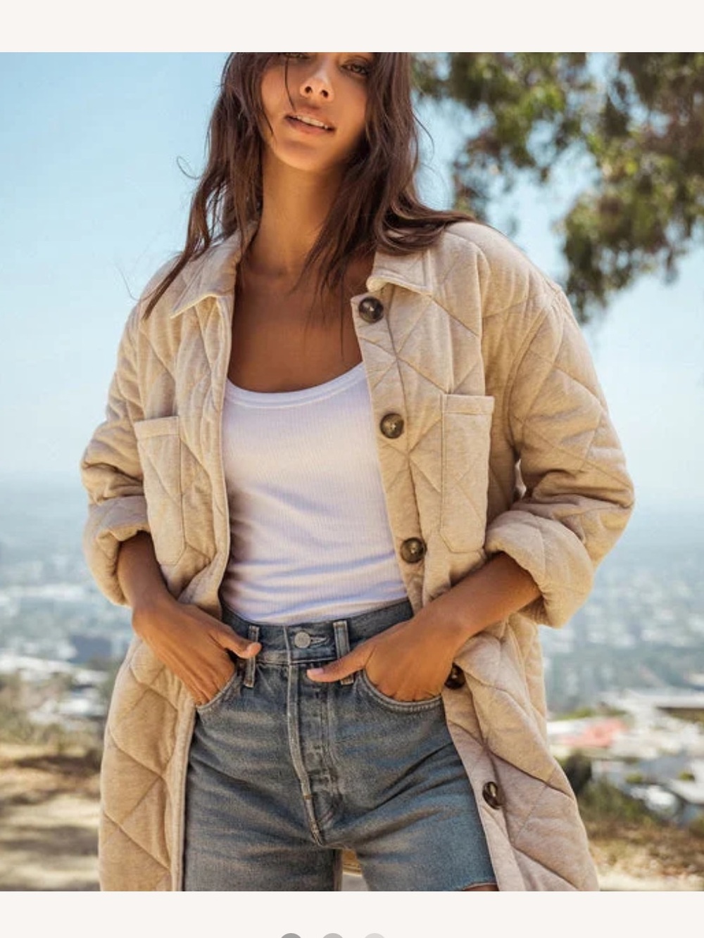 Z Supply Maya Shacket - Heather Latte Neutral l Large